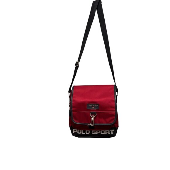 Y2K Polo Ralph Lauren Crossbody Bag 90s Spell Out American Flag M Preppy Sport - Picture 9 of 16